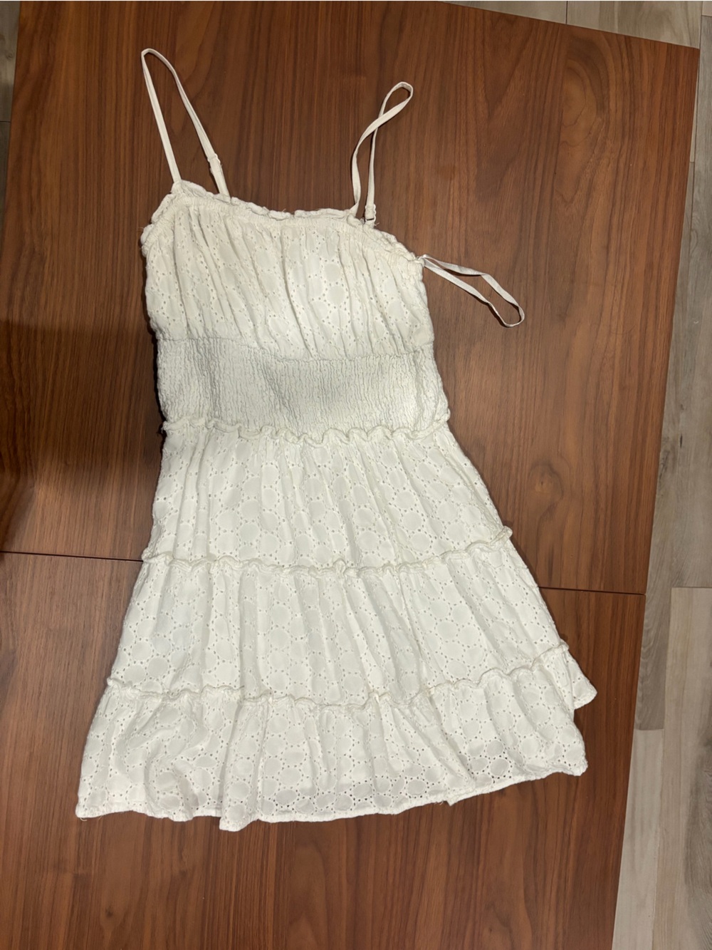 White Smocked Tie-Shoulder Crop Top